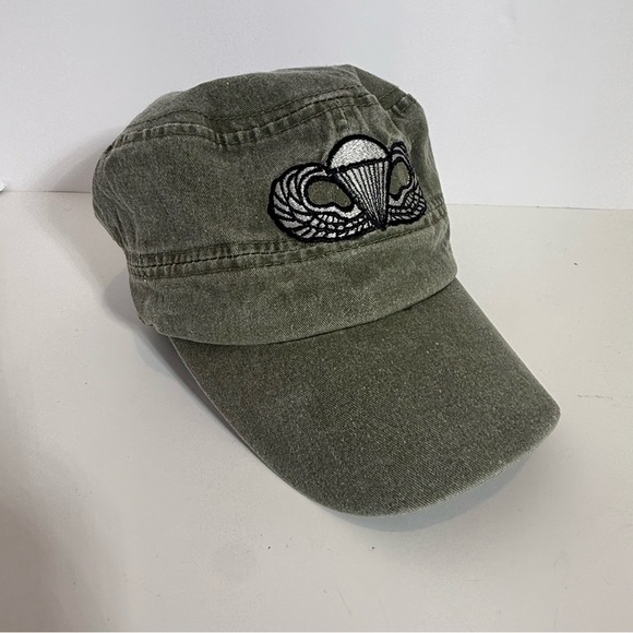 AIRBORNE LOGO MILITARY CADET ARMY CAP HAT HUNTER GREEN READ - Picture 1 of 7